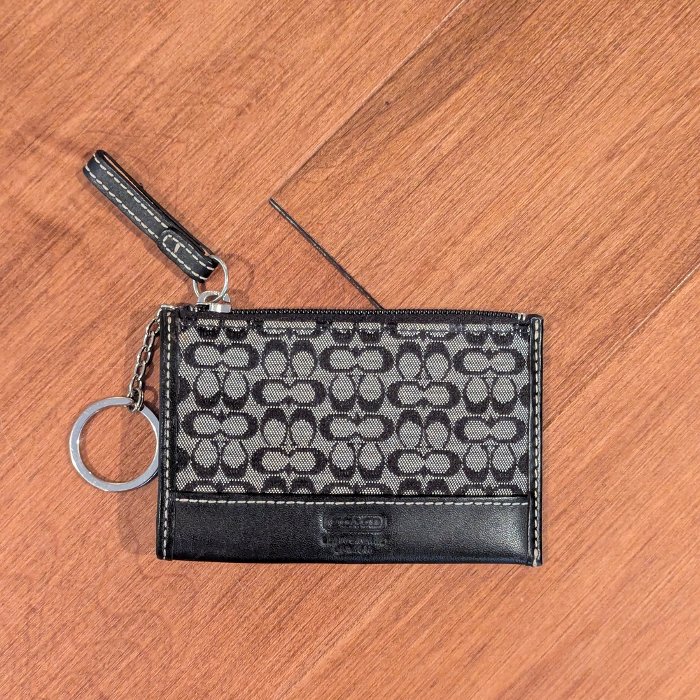 Coach Black and Gray Signature Coin Pouch